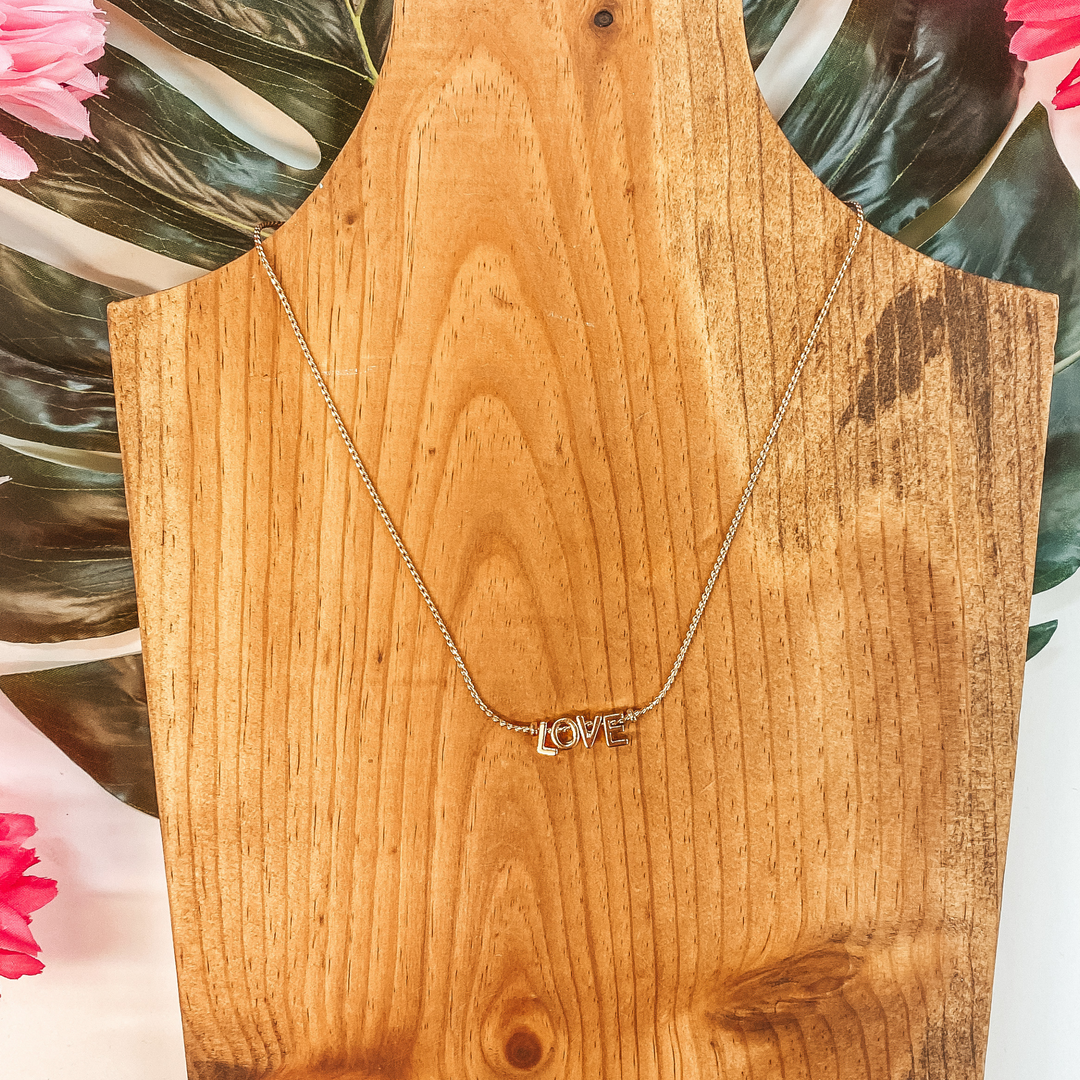 L O V E Pendant Necklace in Gold - Giddy Up Glamour Boutique