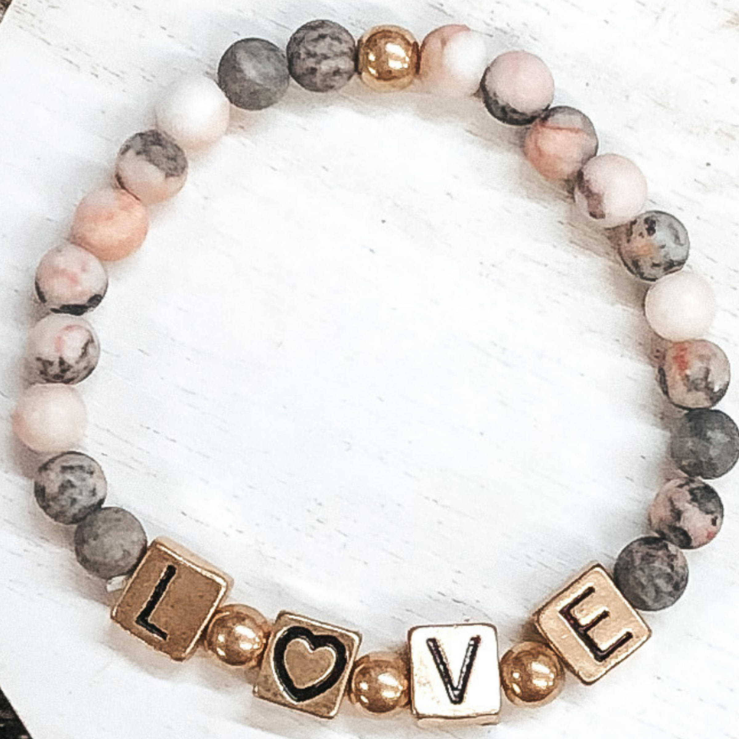 Love Yourself Bracelet in Pink Marble - Giddy Up Glamour Boutique