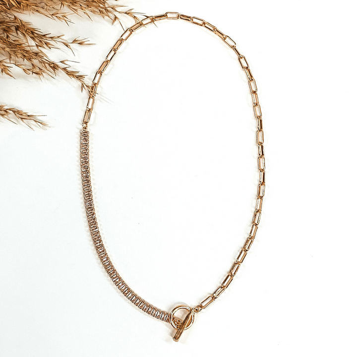 Rhinestones and Chains Necklace in Gold - Giddy Up Glamour Boutique