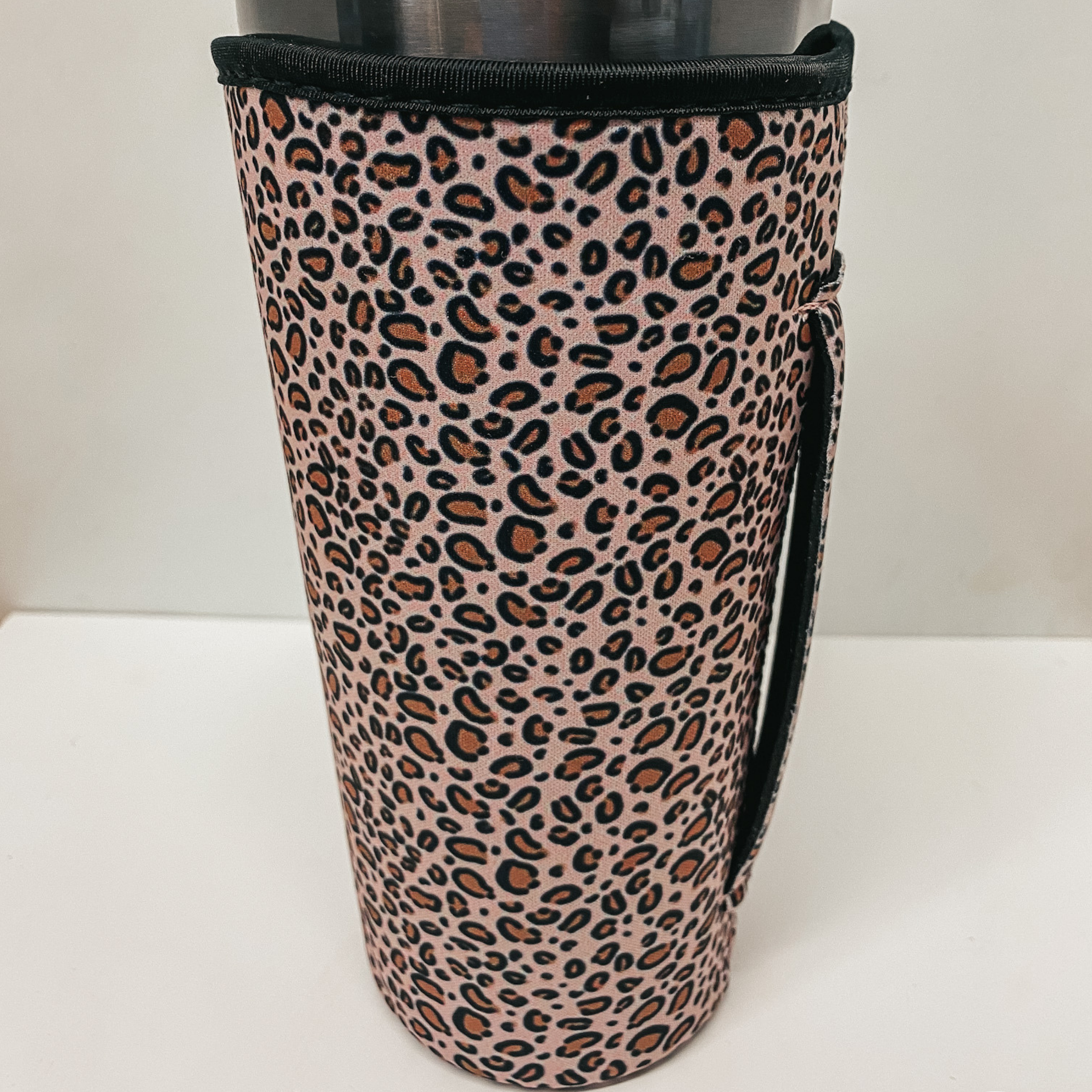 Tumbler Drink Sleeve in Blush Leopard Print - Giddy Up Glamour Boutique