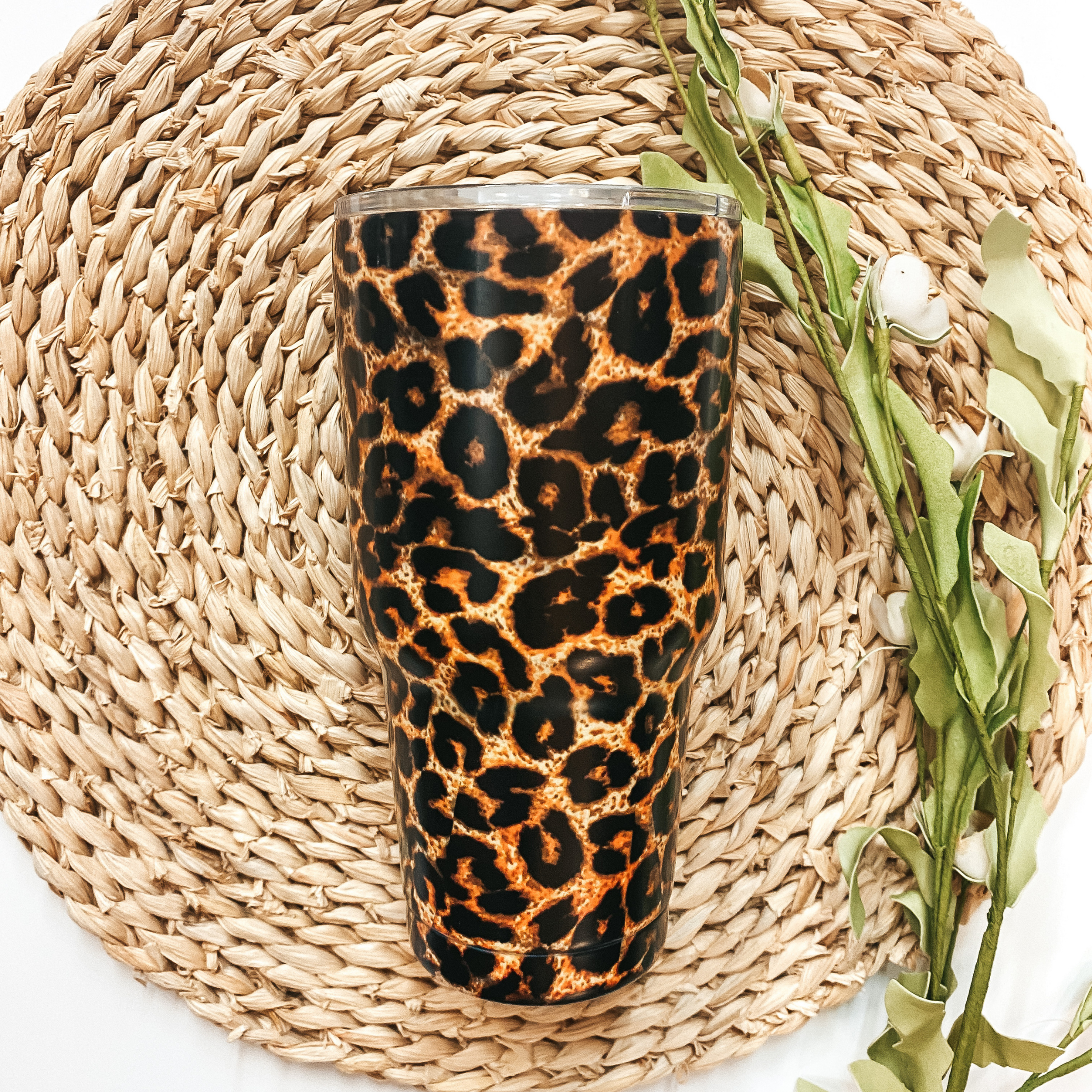 Leopard Lover Tumbler in Tan - Giddy Up Glamour Boutique