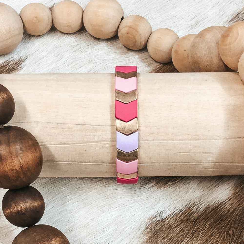 All About Matte Chevron Bracelet in Pinks - Giddy Up Glamour Boutique