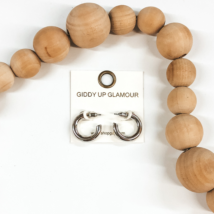 0.75 inch silver thick hoops