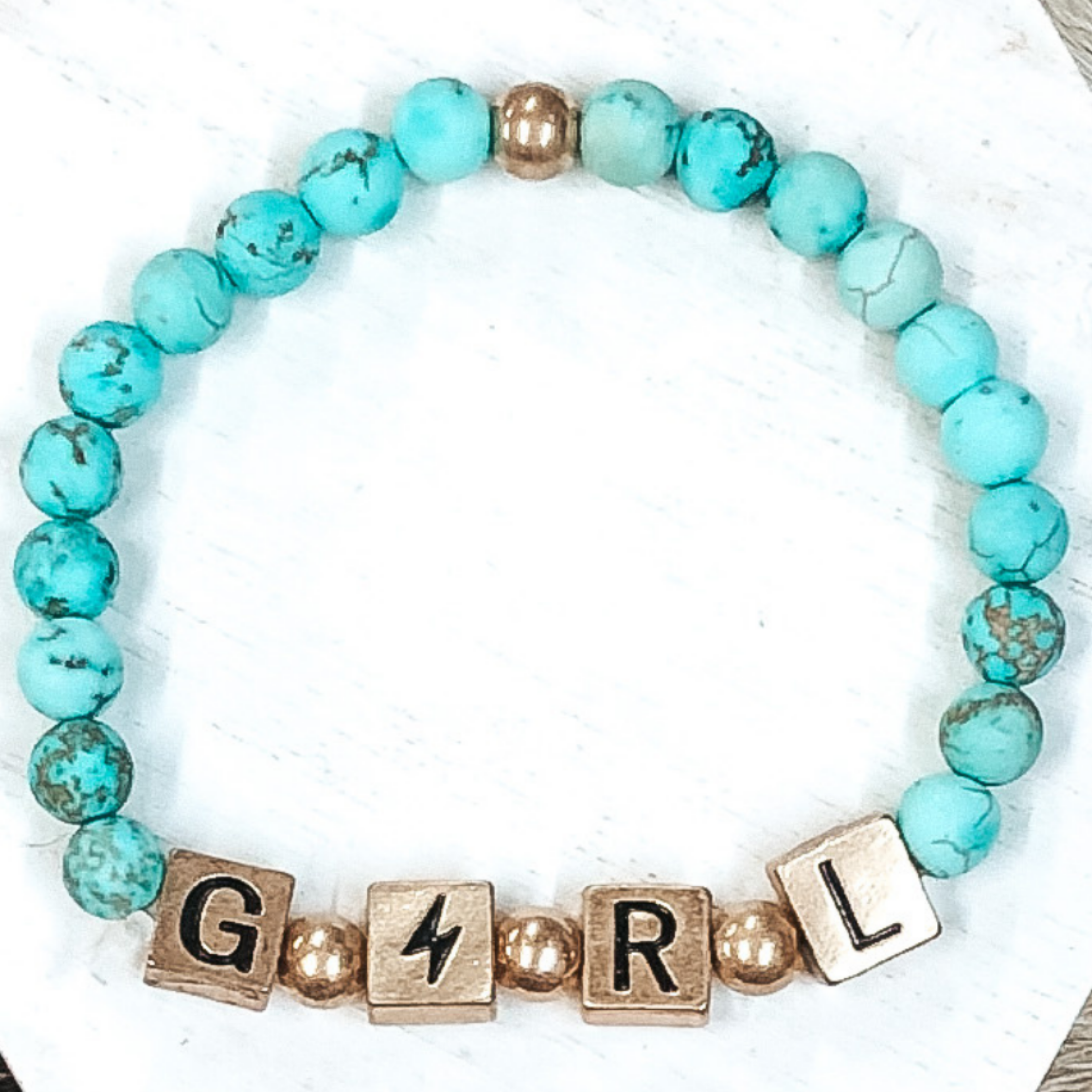 Girl Power Bracelet in Turquoise - Giddy Up Glamour Boutique