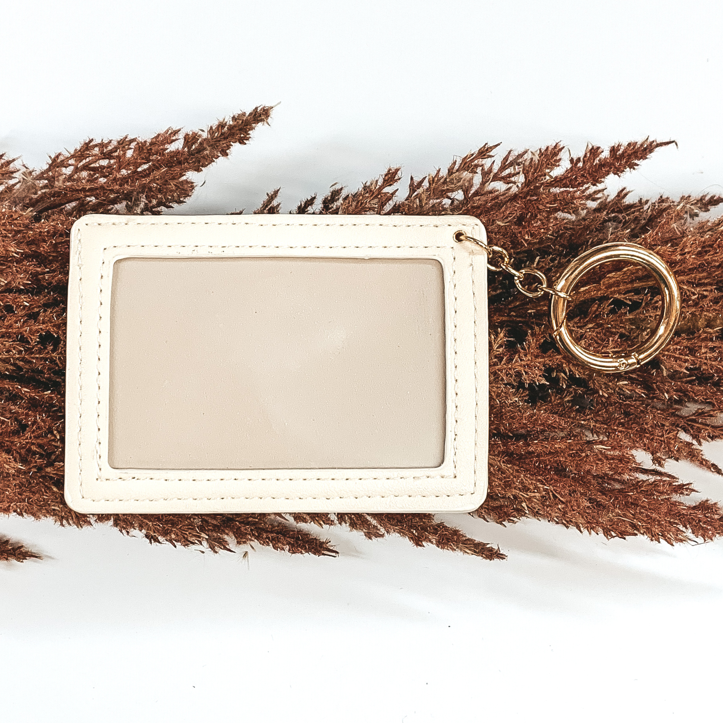 A Little Boujee ID and Card Holder Keychain in Ivory - Giddy Up Glamour Boutique