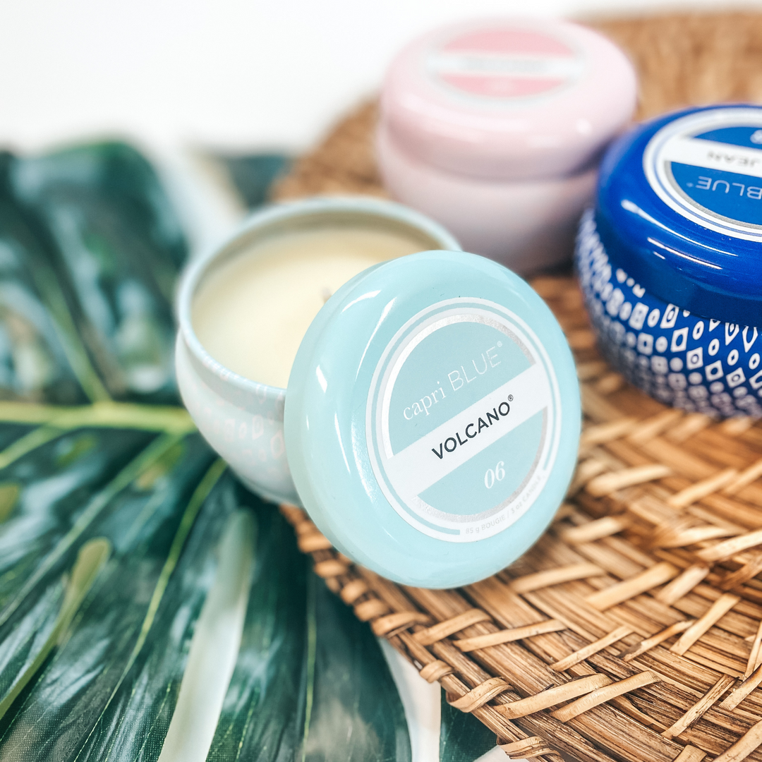 Capri Blue | 3 oz. Mini Tin Candle in Aqua Blue  | Volcano - Giddy Up Glamour Boutique