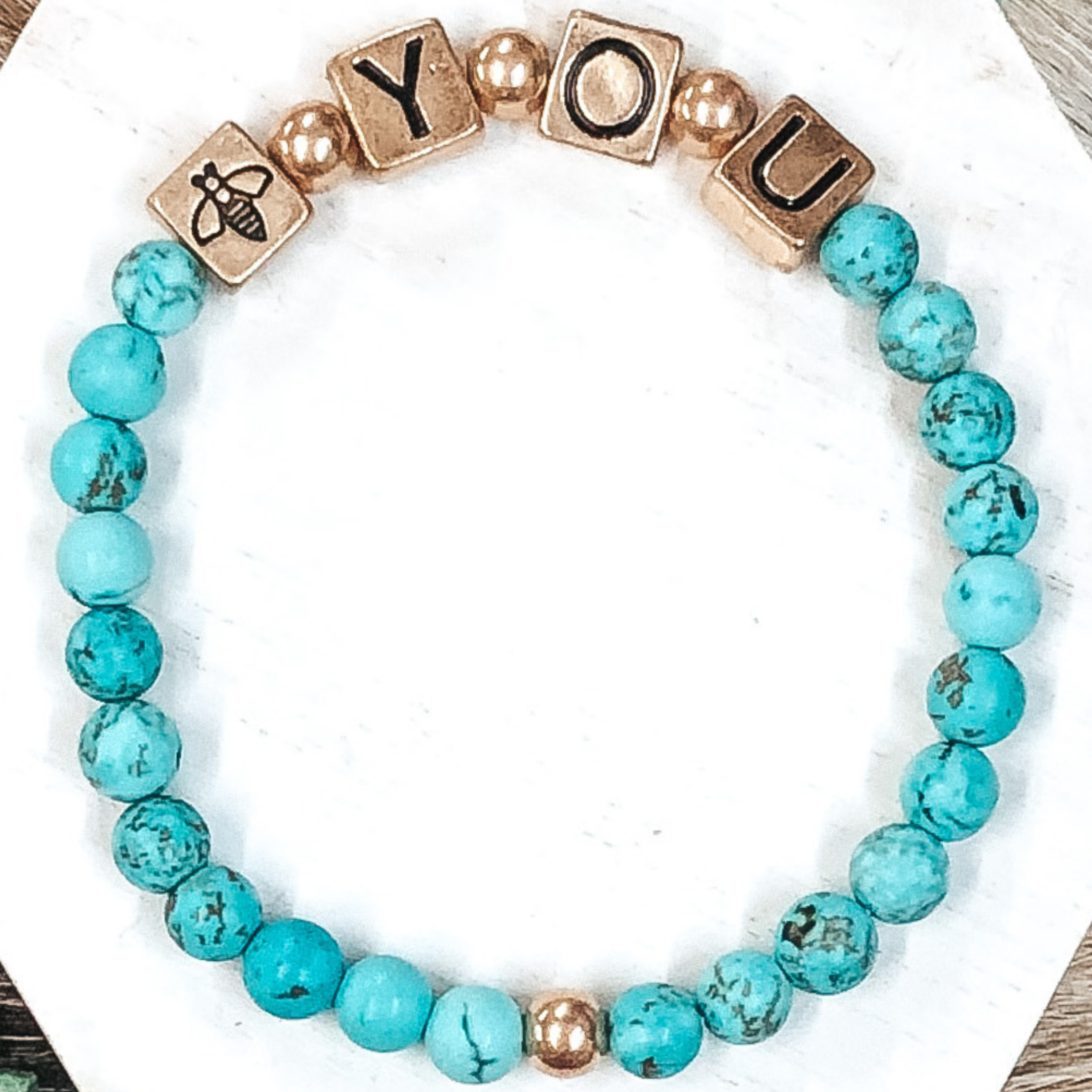 Just Bee You Bracelet in Turquoise - Giddy Up Glamour Boutique