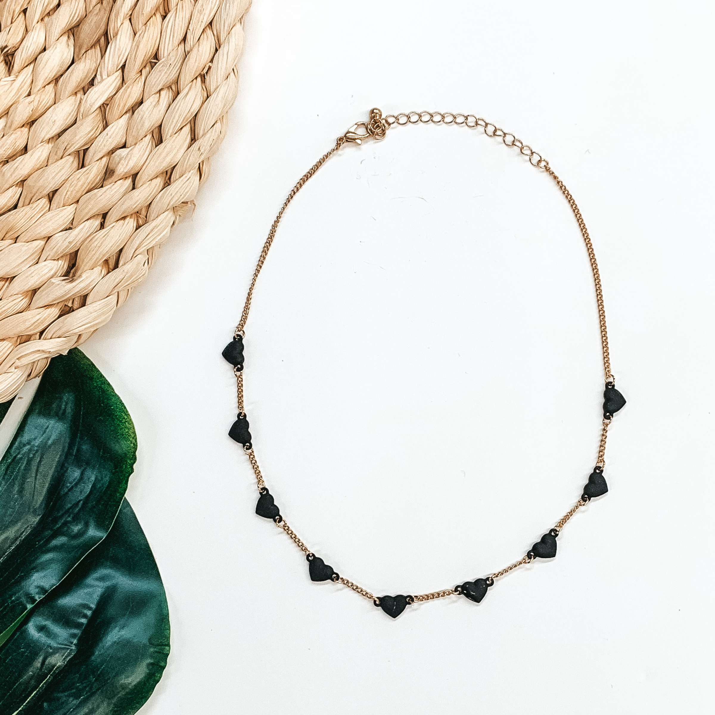 Tiny Hearts Choker in Matte Black - Giddy Up Glamour Boutique