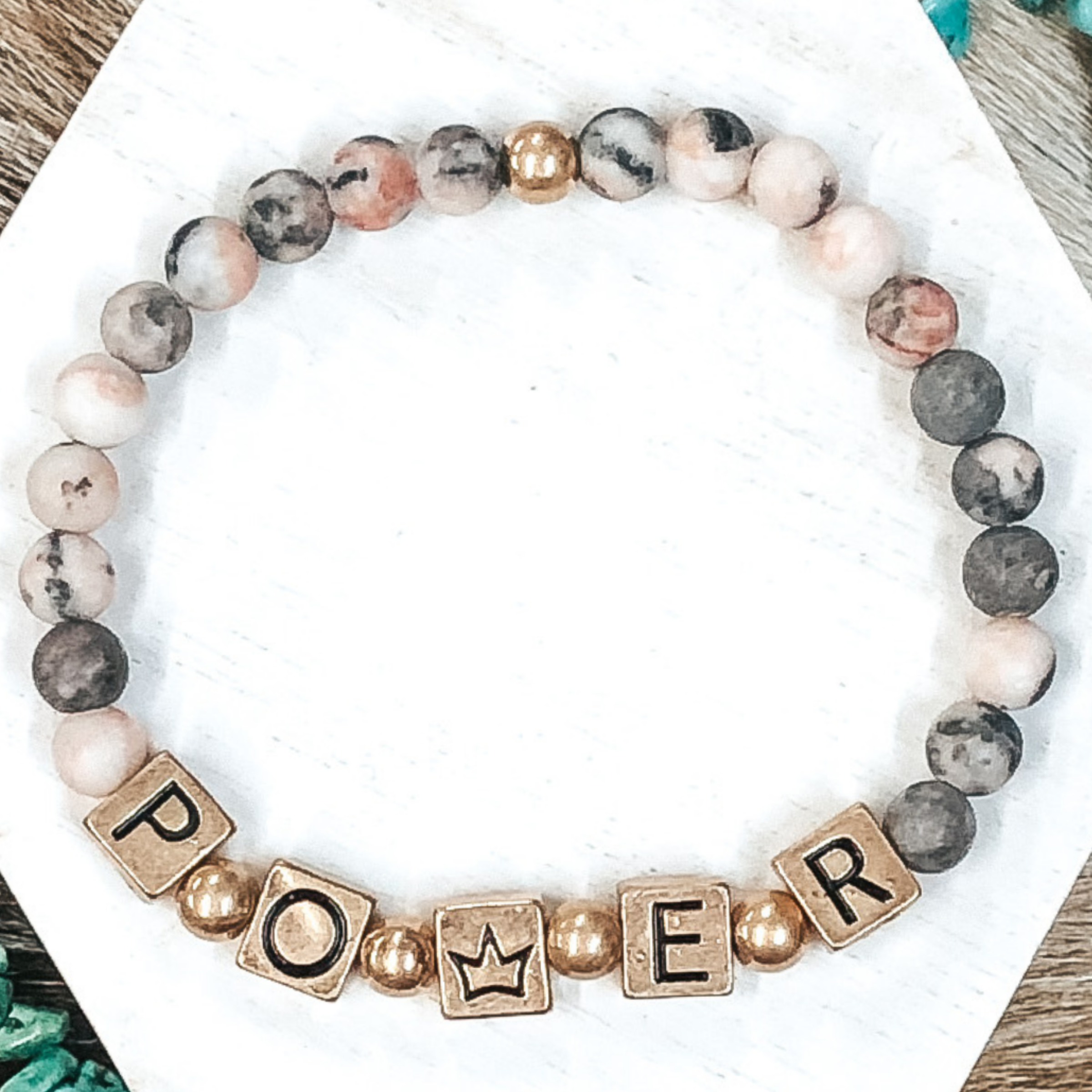 Power Up Bracelet in Pink Marble - Giddy Up Glamour Boutique