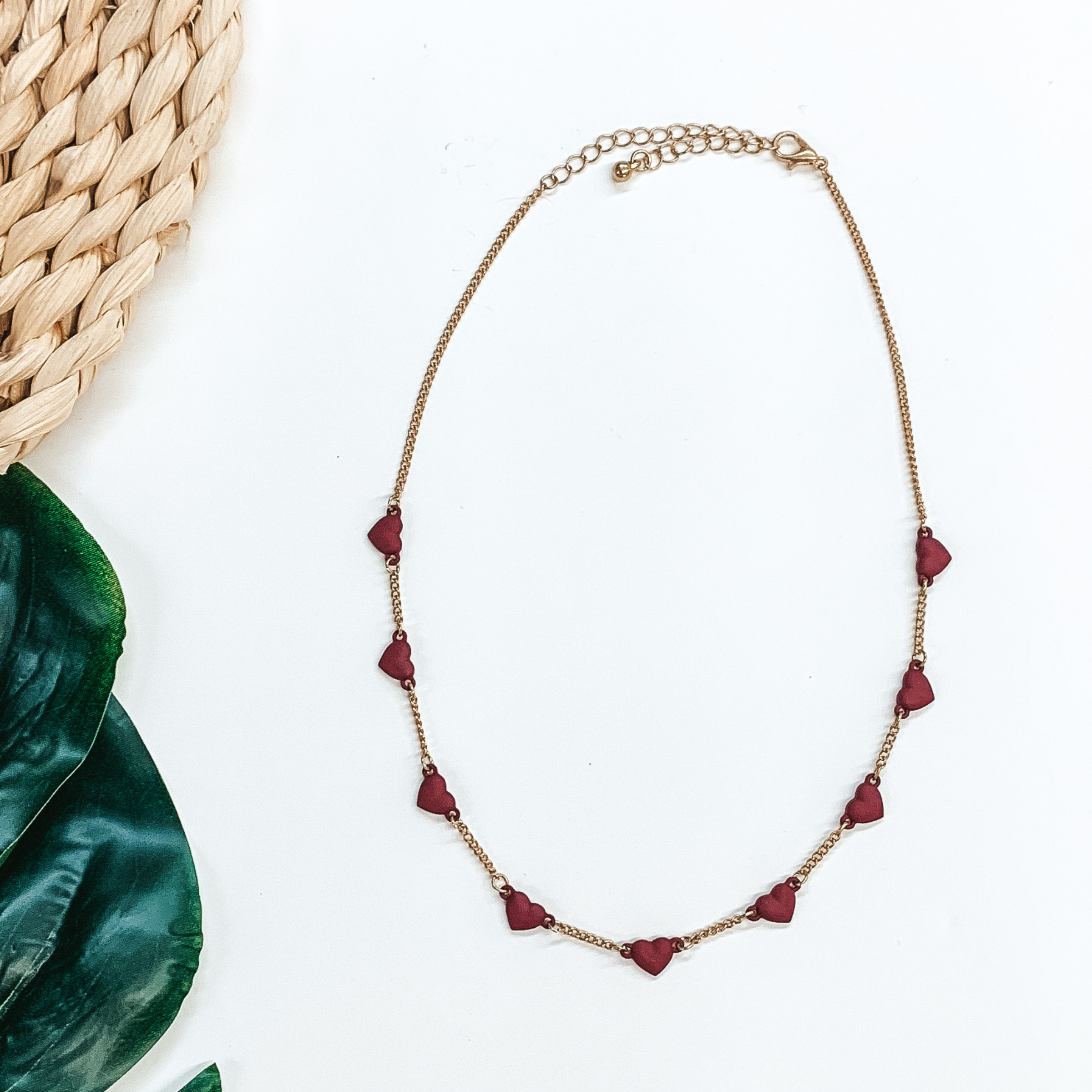 Tiny Hearts Choker in Matte Maroon - Giddy Up Glamour Boutique