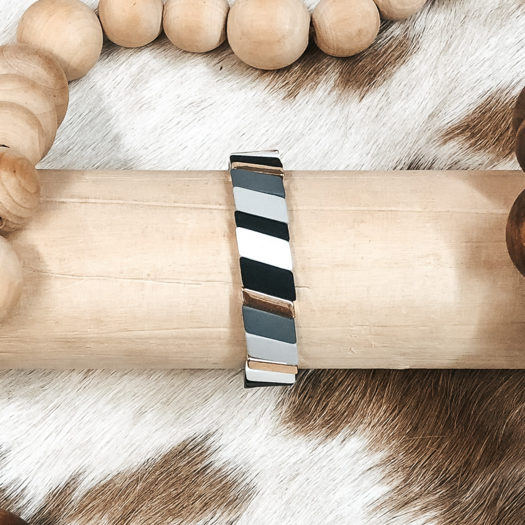 All About Matte Diagonal Bracelet in Greys - Giddy Up Glamour Boutique