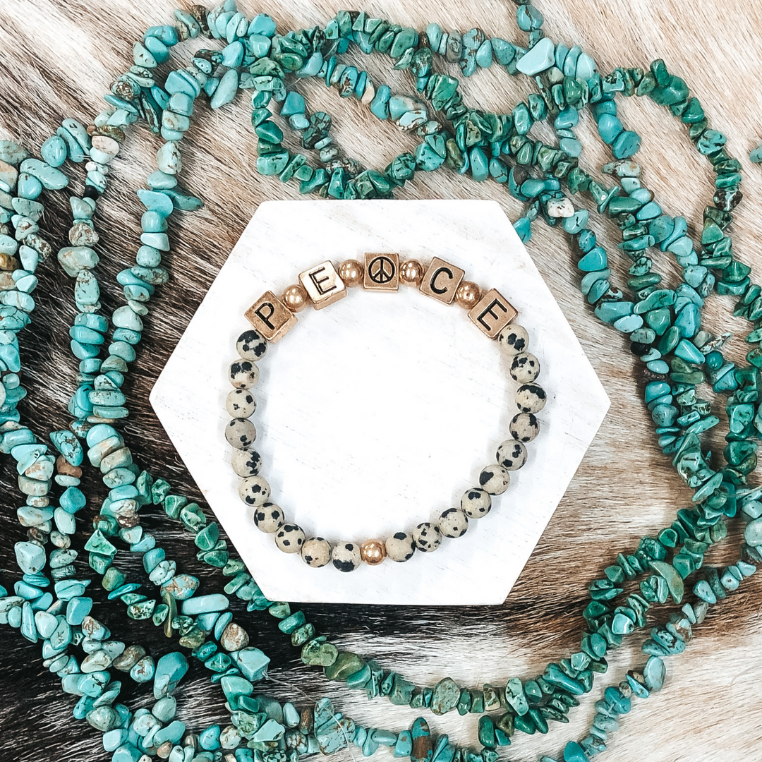 Inner Peace Bracelet in Ivory/Black - Giddy Up Glamour Boutique