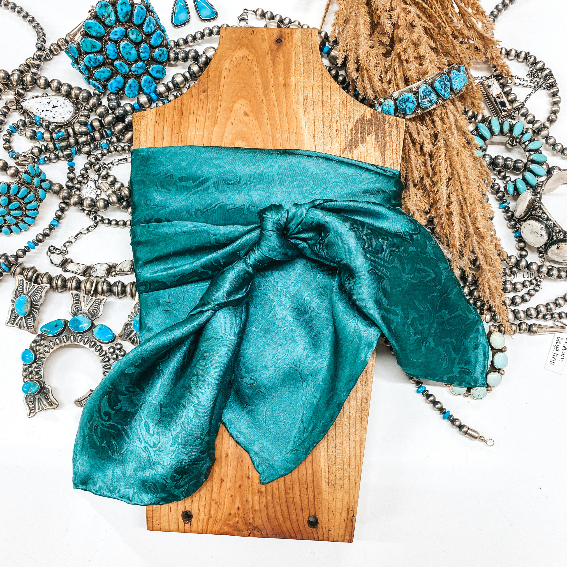 Jacquard Wild Rag in Teal - Giddy Up Glamour Boutique
