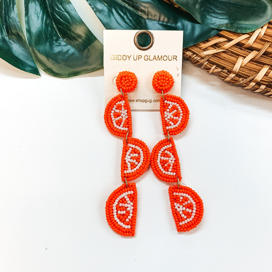 Seed Bead Orange Earrings - Giddy Up Glamour Boutique