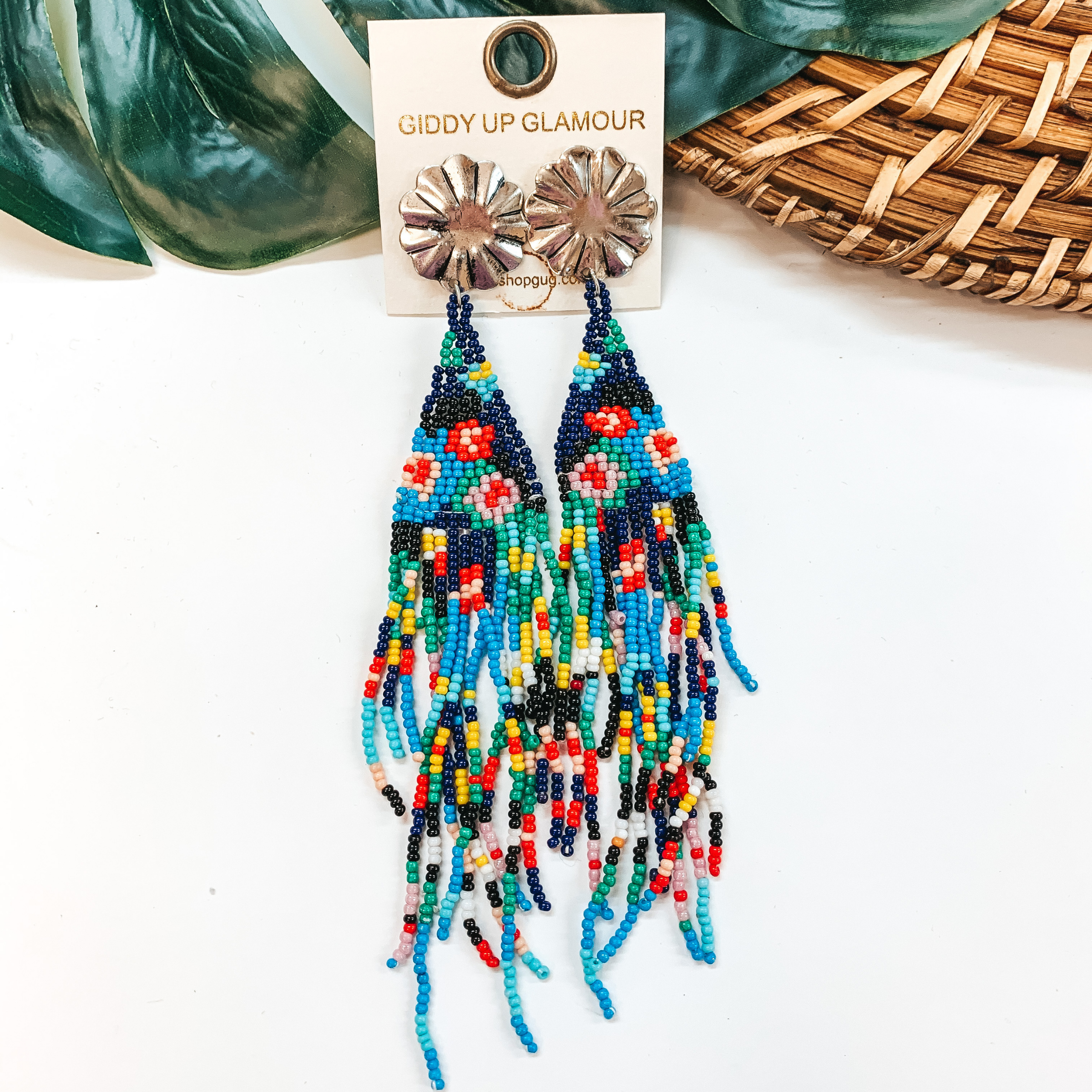 Handmade Seed Bead Post Earrings in Multi - Giddy Up Glamour Boutique