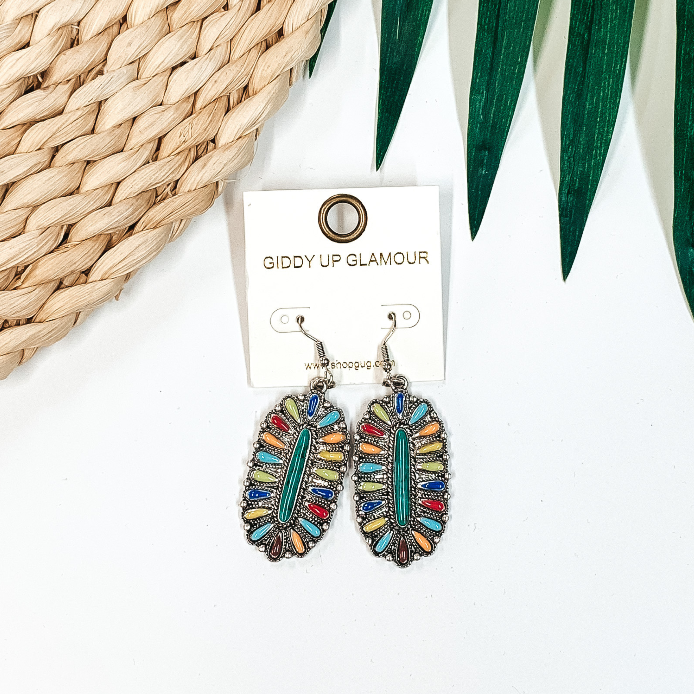 Long Oval Squash Earrings in Multi - Giddy Up Glamour Boutique