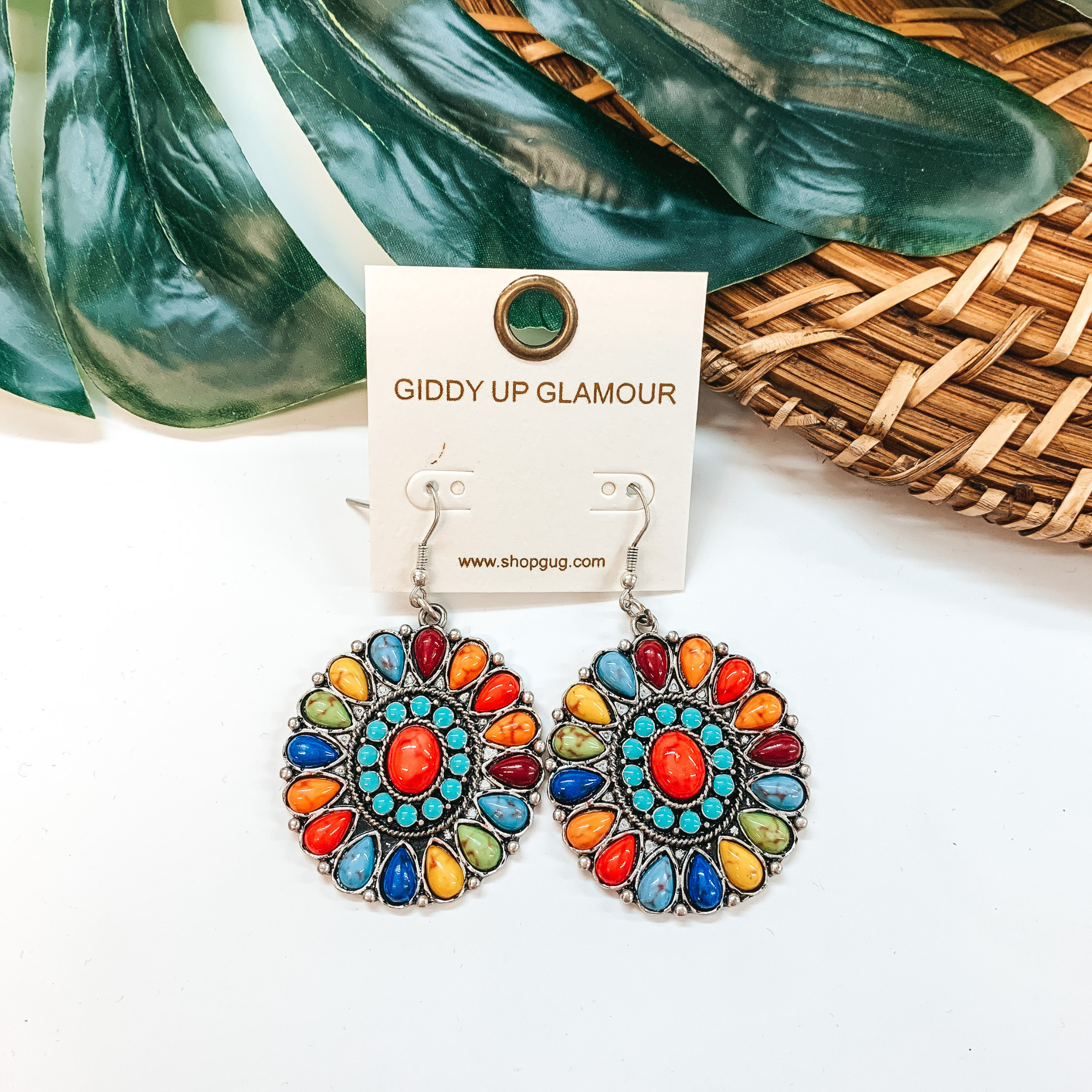 Western Concho Earrings in Multi - Giddy Up Glamour Boutique