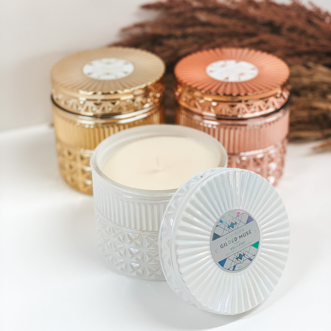Capri Blue | 11 oz. White Opal Faceted Candle | Volcano - Giddy Up Glamour Boutique