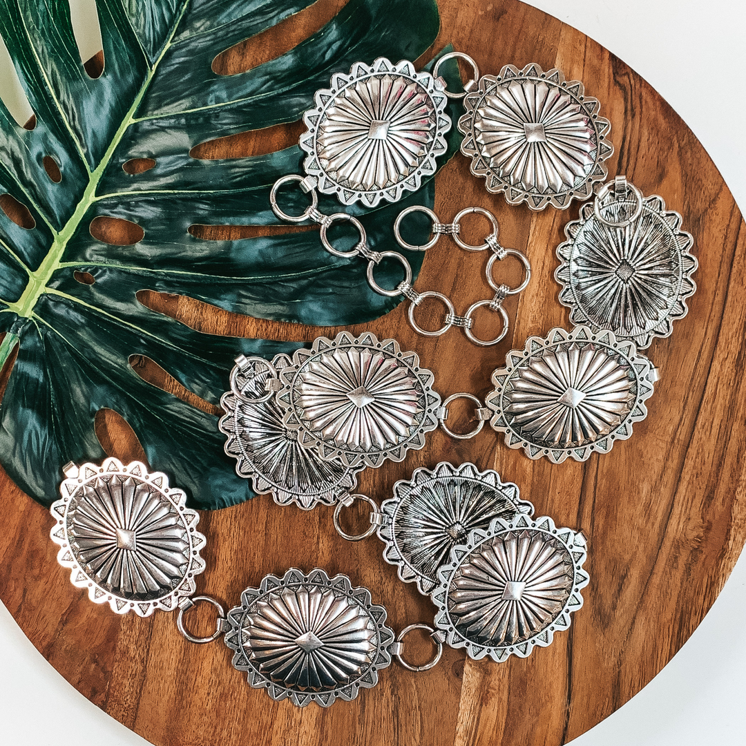 Western Silver Tone Concho Belt - Giddy Up Glamour Boutique