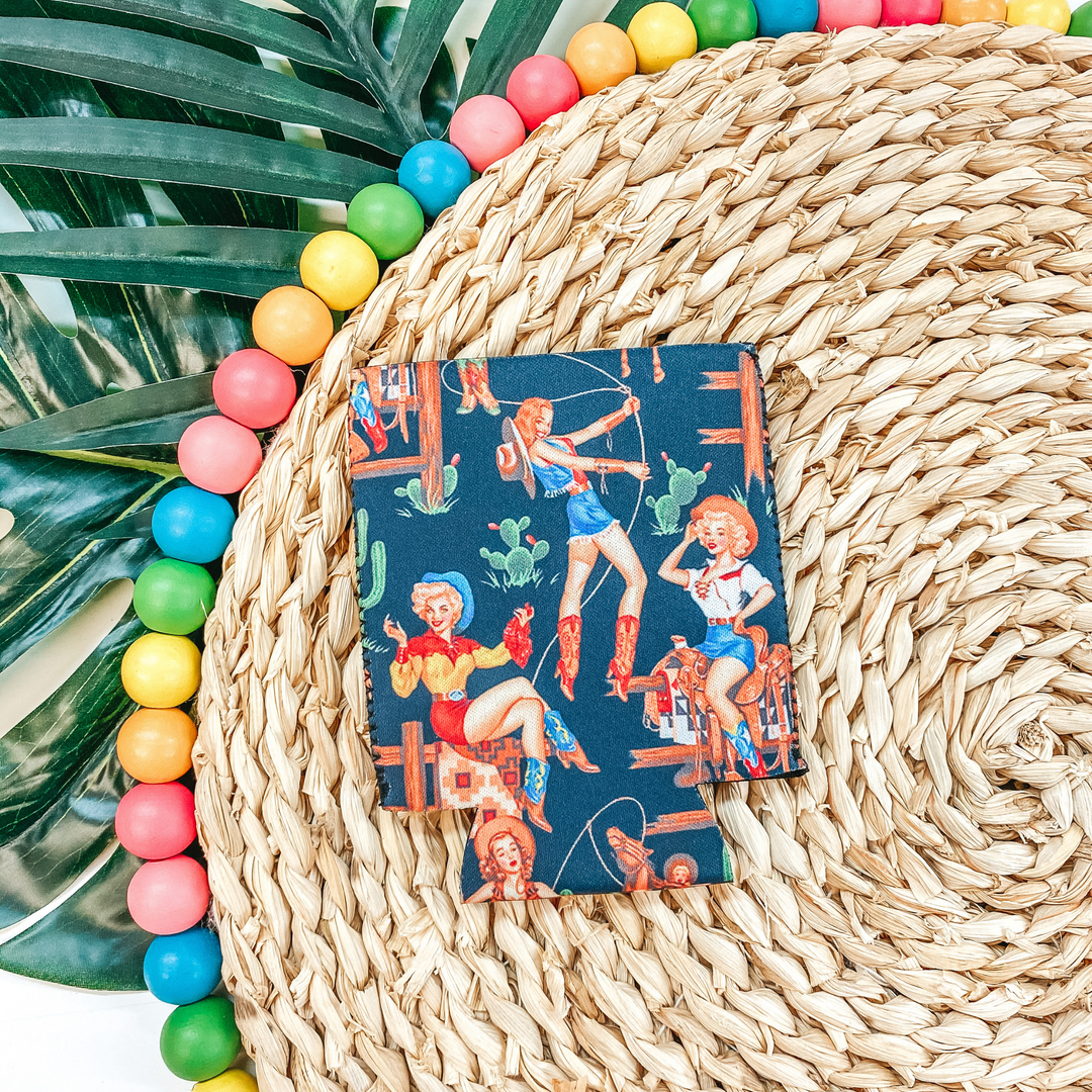 Classic Western Portrait Koozie in Black - Giddy Up Glamour Boutique