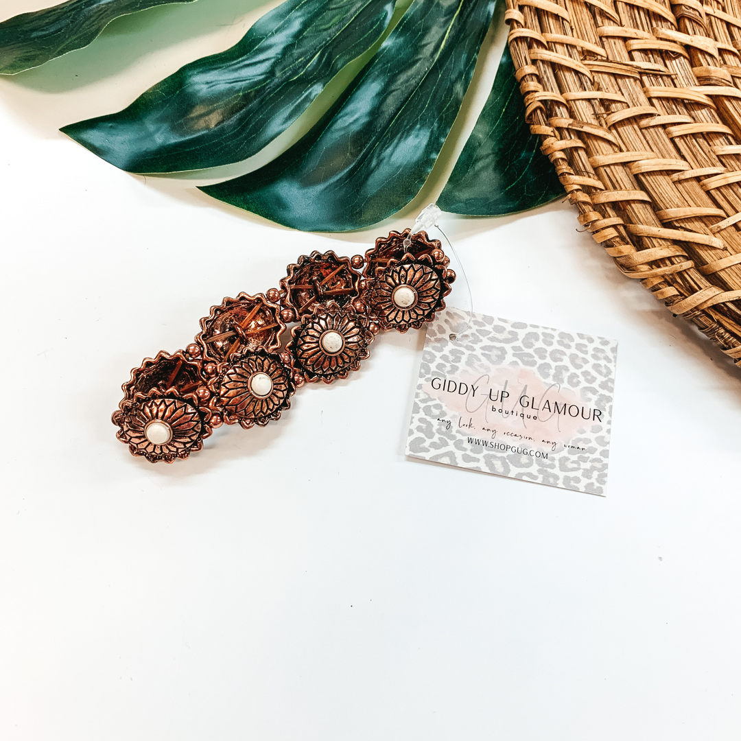 Western Concho Copper Tone Stretch Bracelet - Giddy Up Glamour Boutique