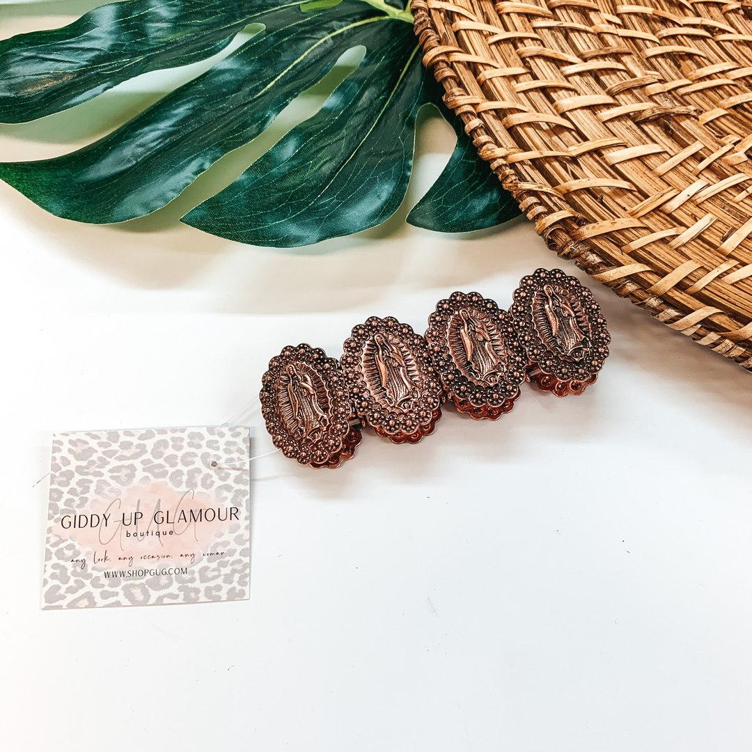 Mother of Guadalupe Stretch Bracelet in Copper - Giddy Up Glamour Boutique