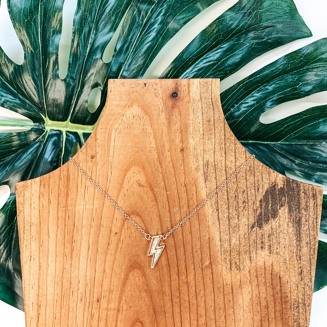 Druzy Gold Lightning Necklace In Gold - Giddy Up Glamour Boutique
