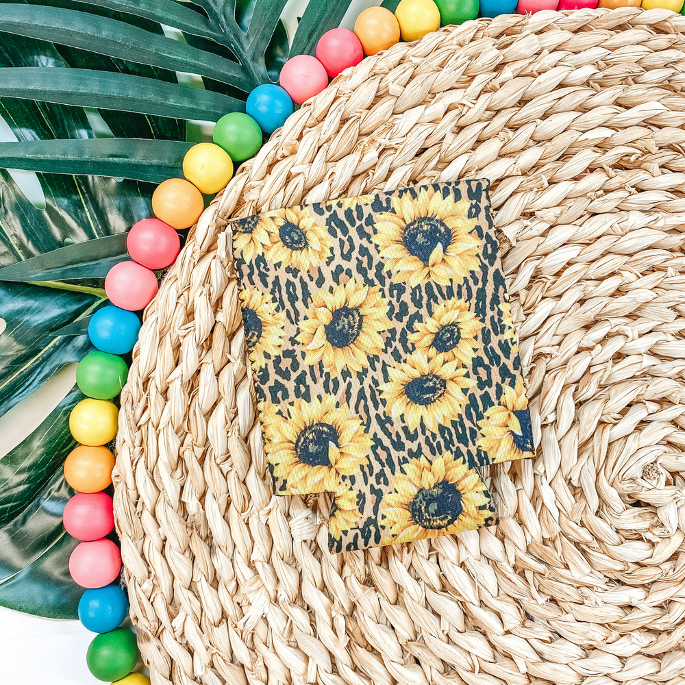 Sunflower Koozie in Leopard - Giddy Up Glamour Boutique