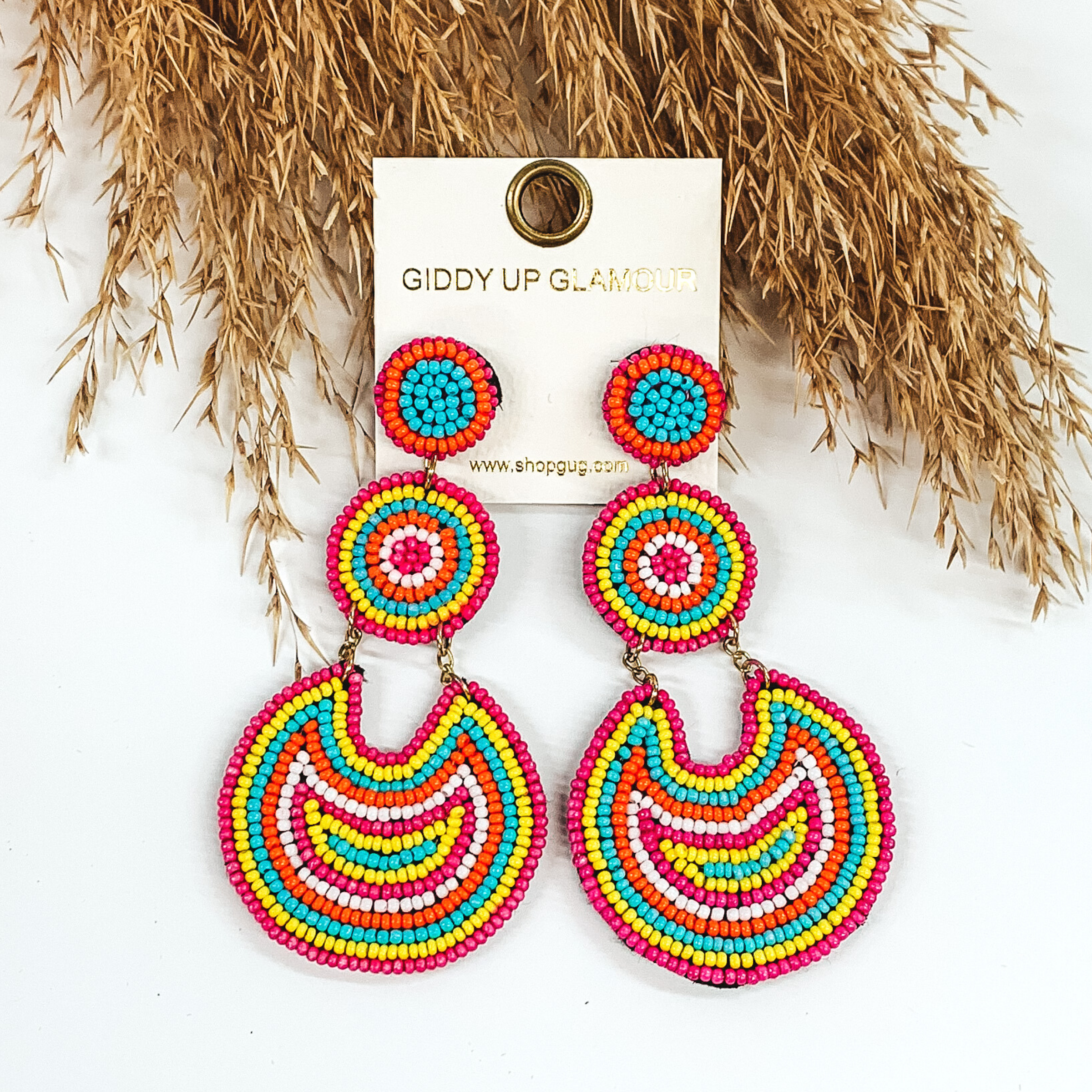 Pure Perfection Seed Bead 3 Tiered Drop Earrings in Multicolored - Giddy Up Glamour Boutique