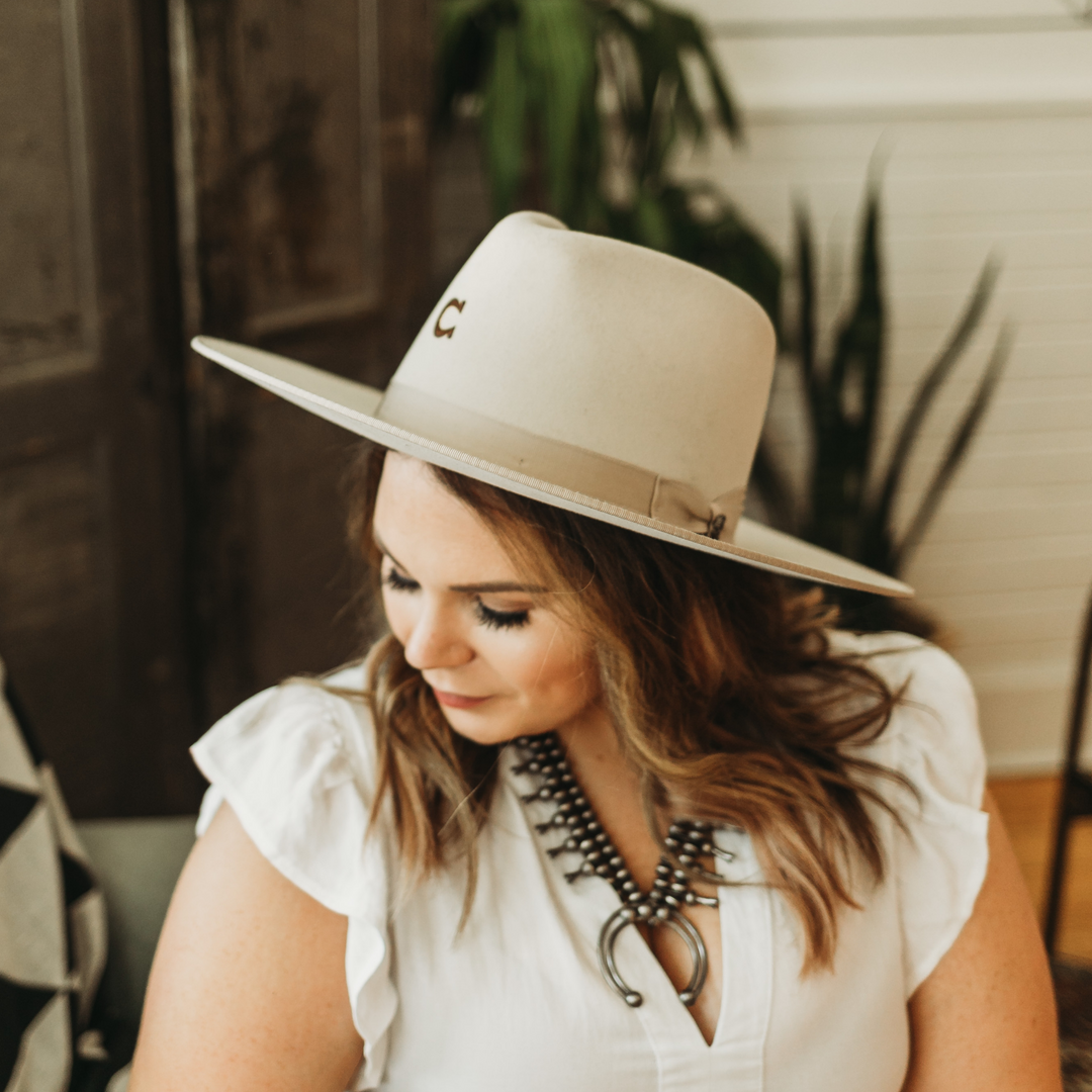 Charlie 1 Horse | Desert Drifter Wool Felt Hat with Ribbon Band in Bone - Giddy Up Glamour Boutique