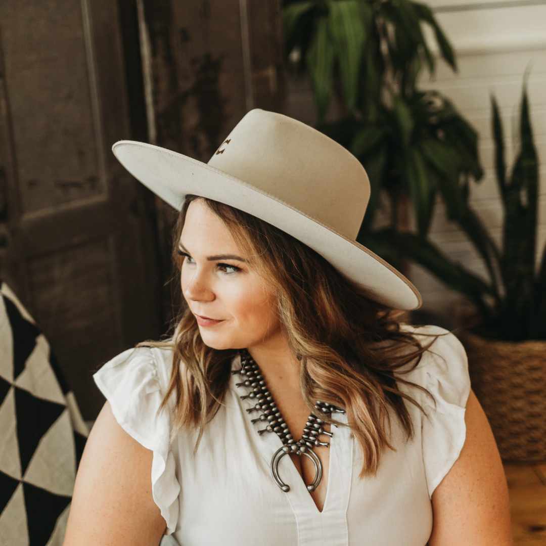 Charlie 1 Horse | Desert Drifter Wool Felt Hat with Ribbon Band in Bone - Giddy Up Glamour Boutique