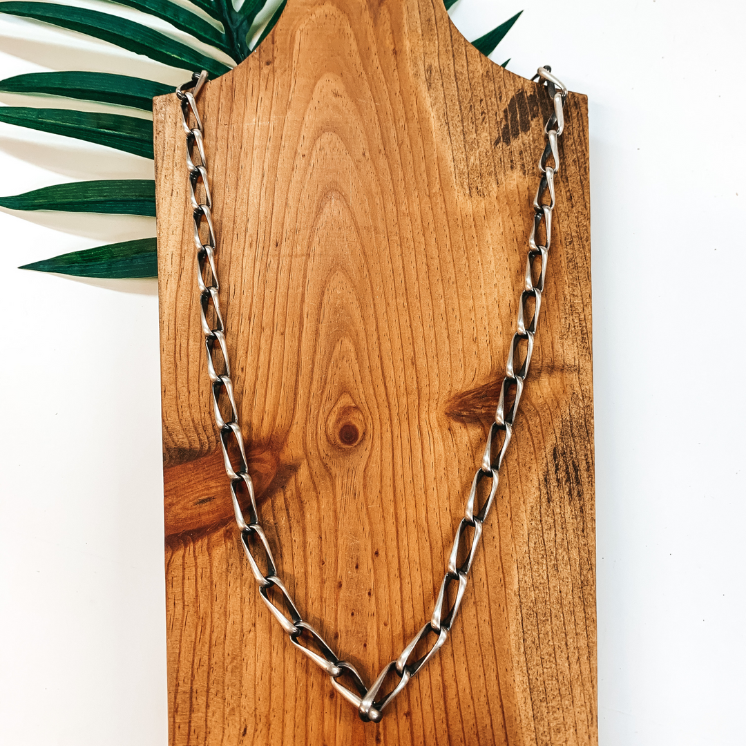 Leon Yazzie | Navajo Handmade Sterling Silver Adjustable Heavy Chain Necklace - Giddy Up Glamour Boutique