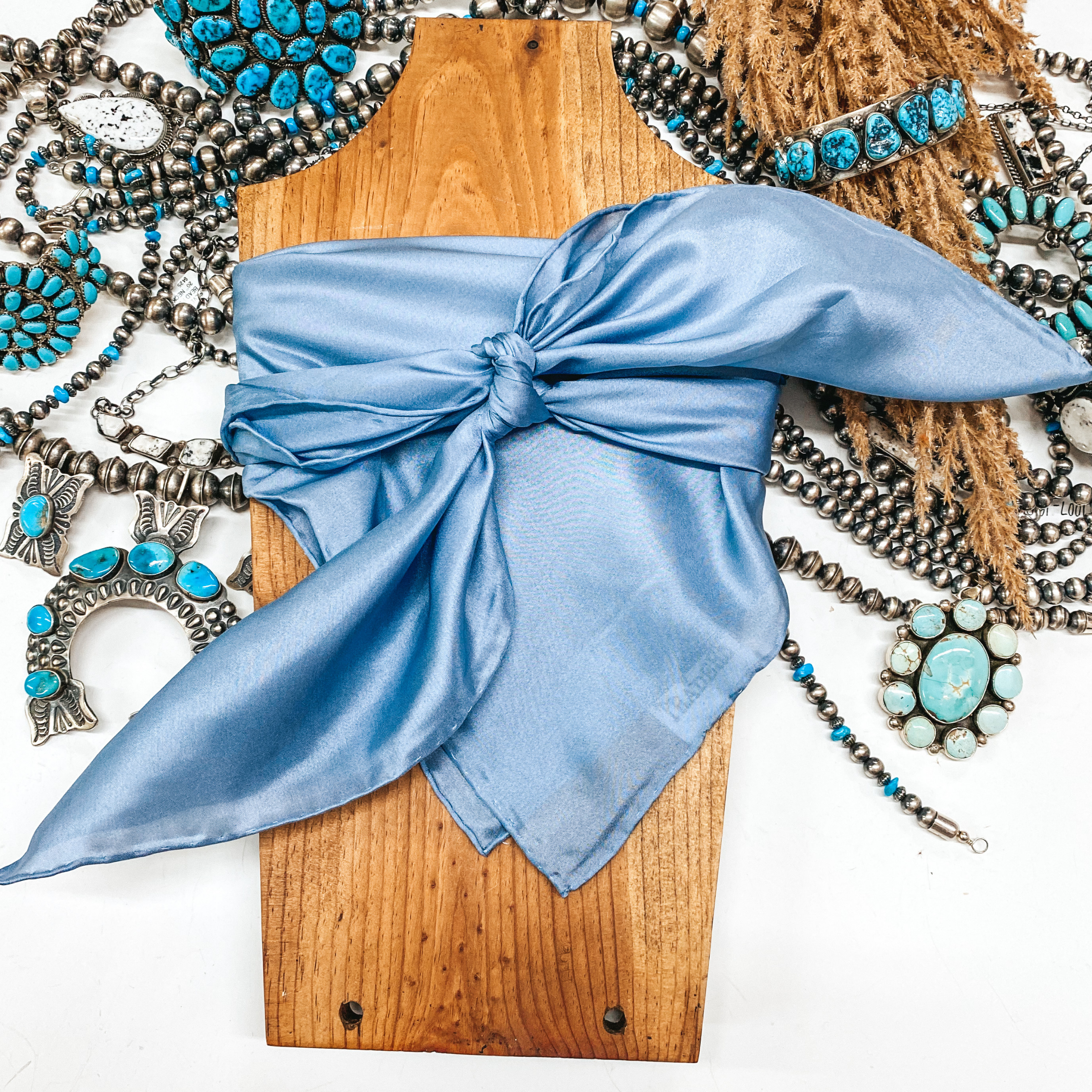 Solid Wild Rag in Slate Blue - Giddy Up Glamour Boutique