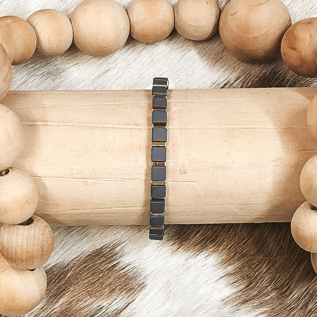 All About Matte Skinny Square Bracelet in Dark Grey - Giddy Up Glamour Boutique