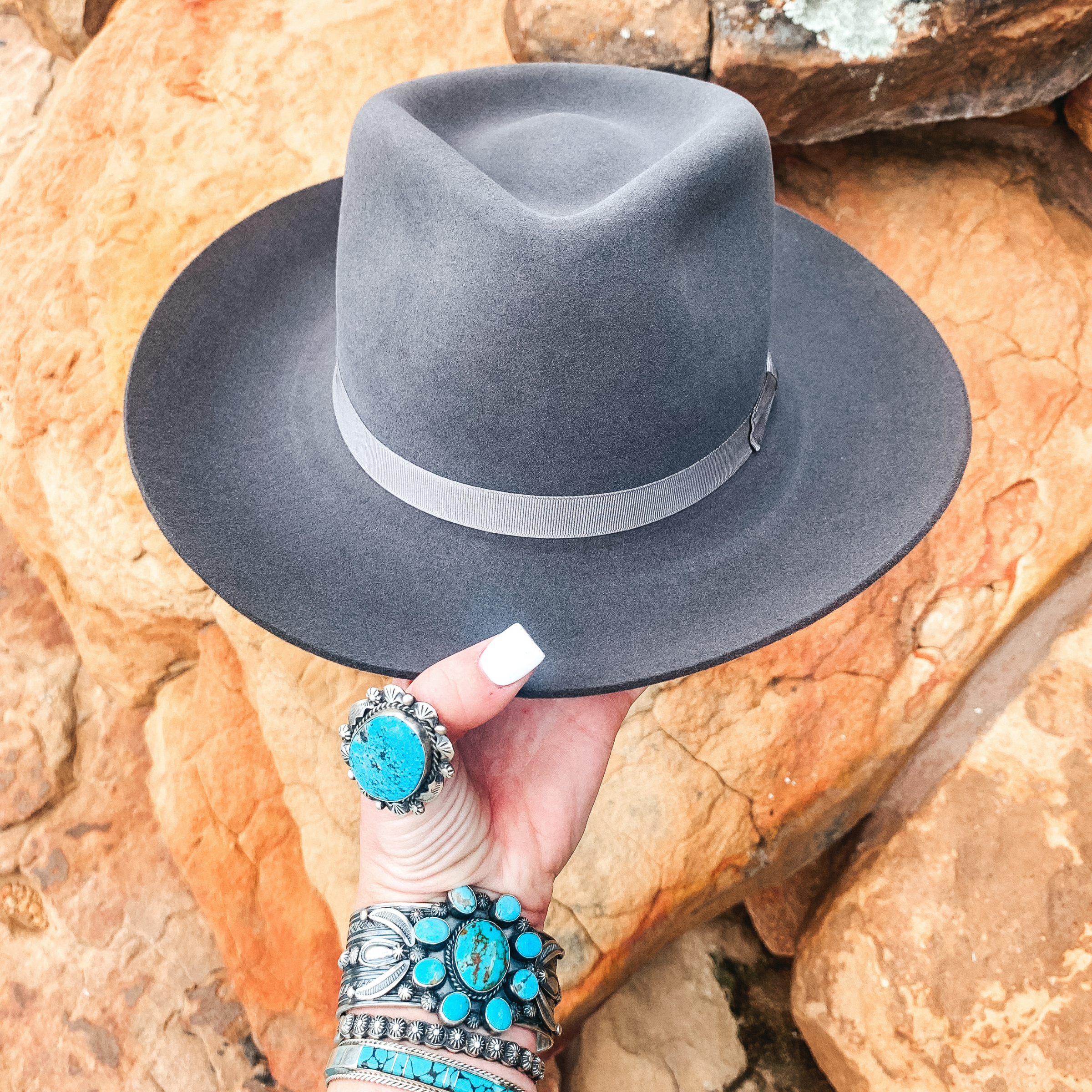 Rodeo King | Phoenix Felt Hat in Slate Grey - Giddy Up Glamour Boutique