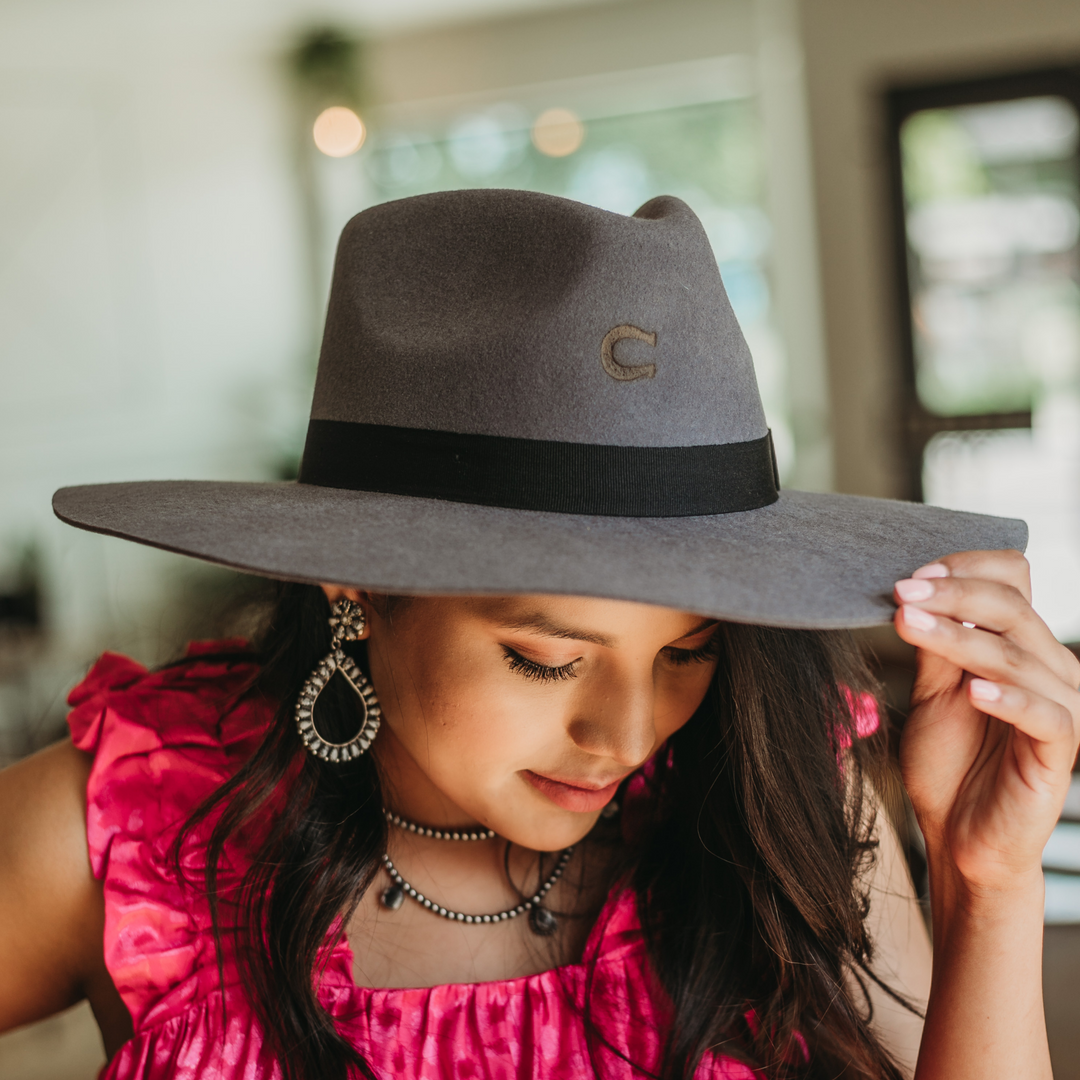 Charlie 1 Horse | Highway Wool Felt Hat in Granite - Giddy Up Glamour Boutique