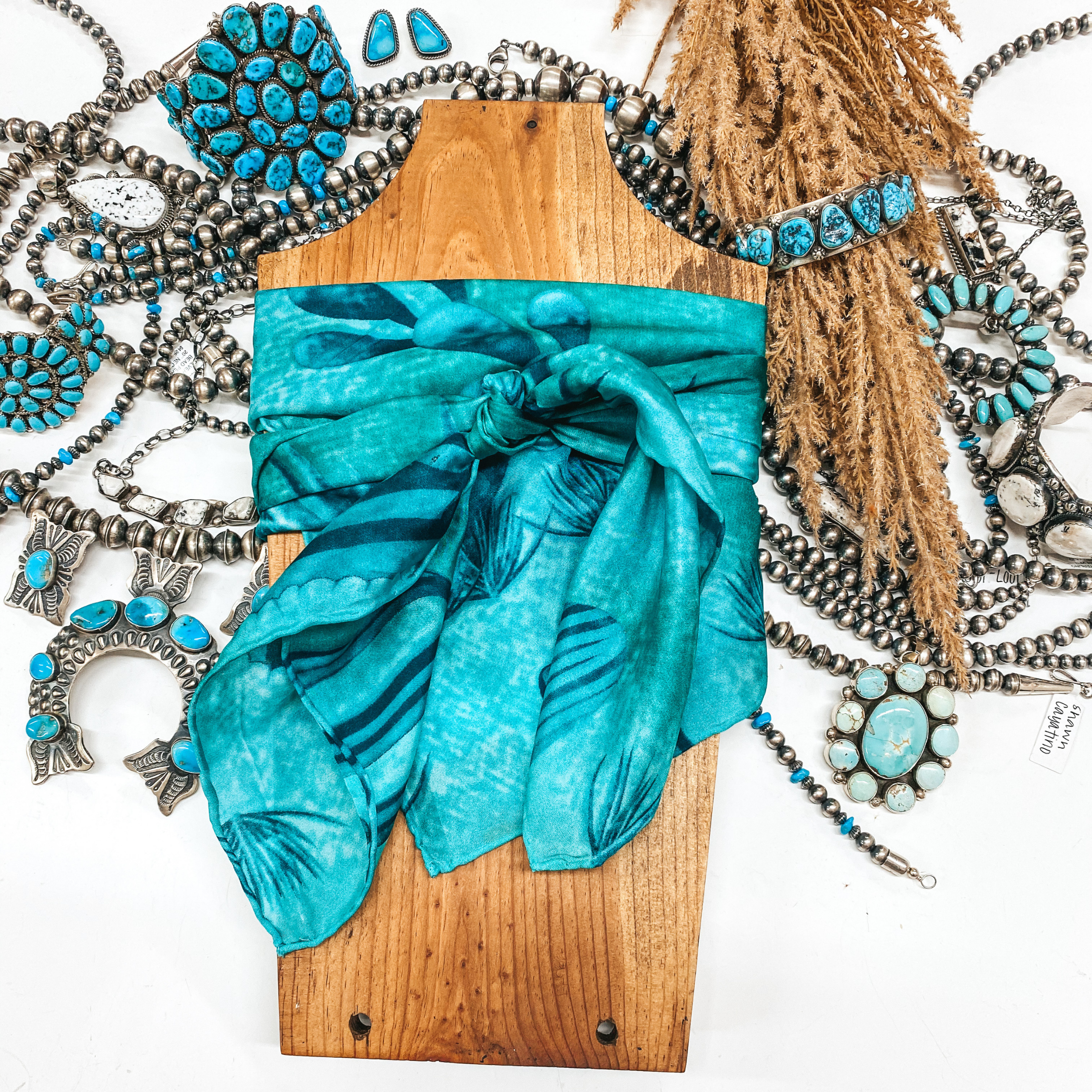 Southwest Cactus Wild Rag in Teal - Giddy Up Glamour Boutique