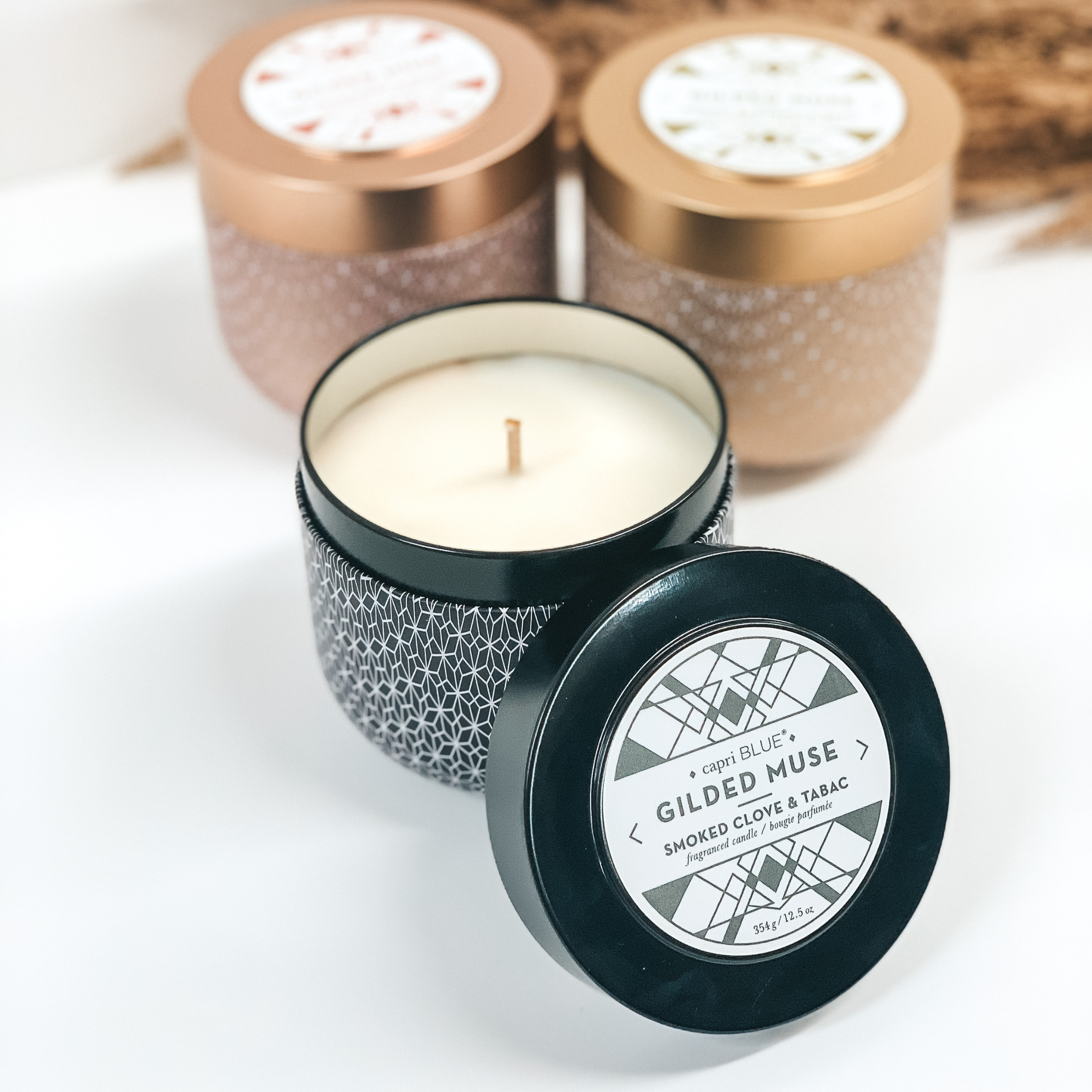 Capri Blue | 12.5 oz. Black Tin Candle | Smoked Clove & Tabac - Giddy Up Glamour Boutique