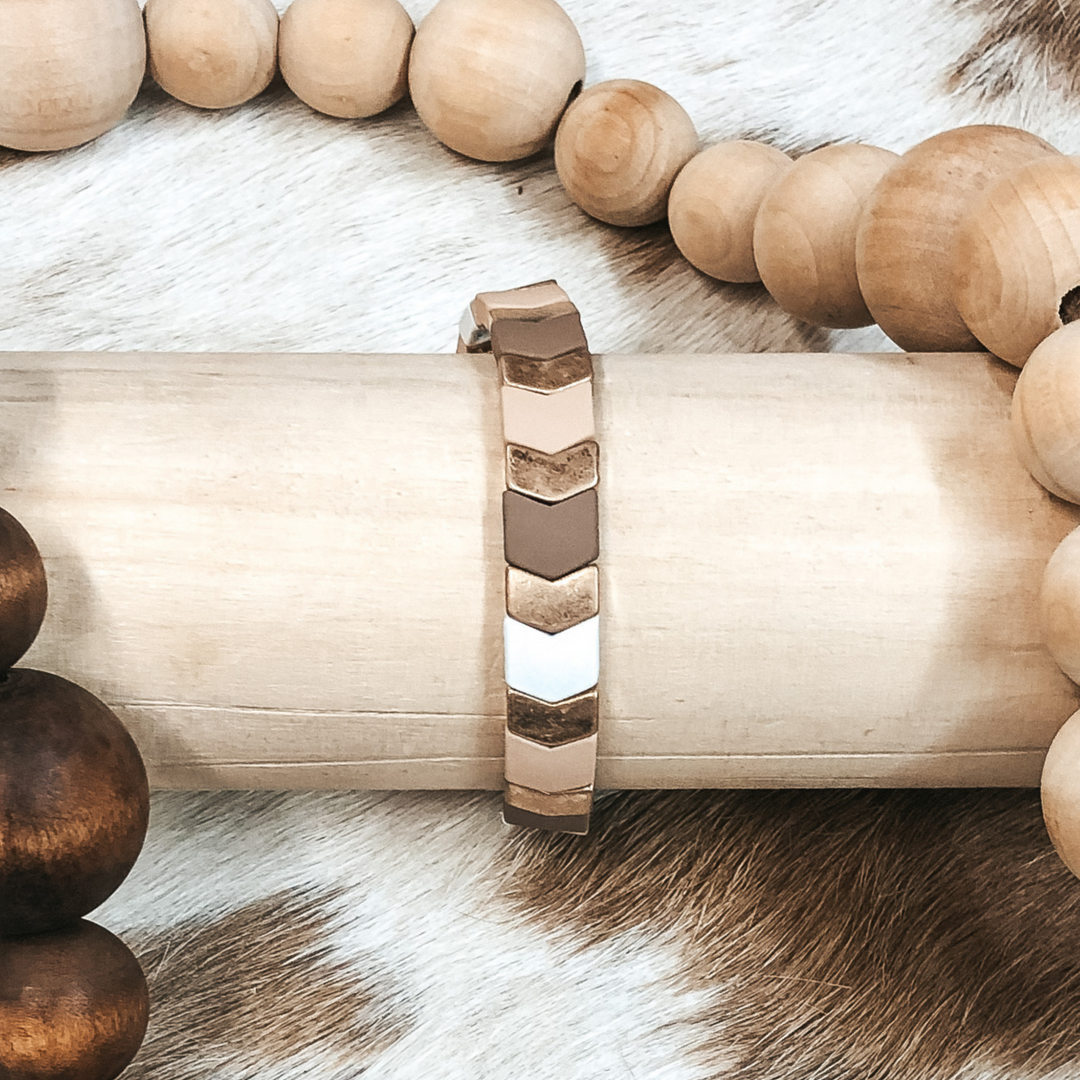 All About Matte Chevron Bracelet in Browns - Giddy Up Glamour Boutique