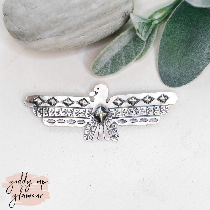 navajo zuni nations native american genuine authentic handmade handcrafted indian sterling silver tim yazzie thunderbird lapel pendant heritage style turquoise and co c rivers design lil bees bohemian saddle tramp brand turquoise tuesday 