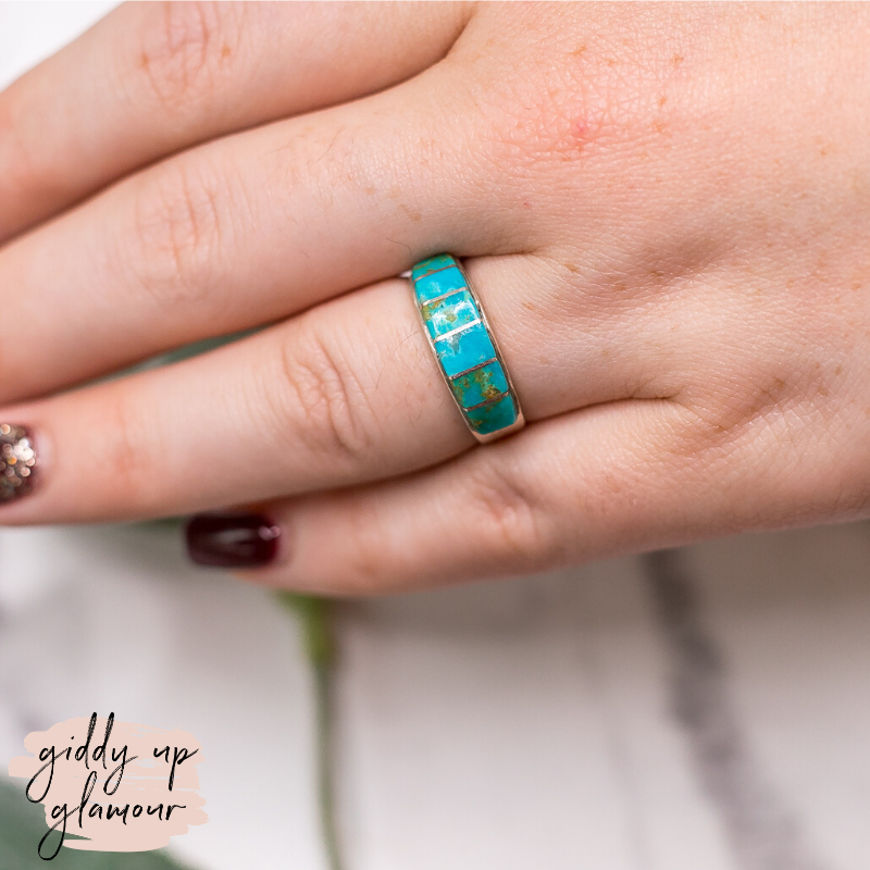 rita ybarra indian native american navajo zuni nations sterling silver wedding band ring genuine authentic turquoise heritage style turquoise and co c rivers design our lady turquoise lil bees bohemian