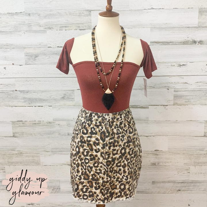 Dangerous Love Off Shoulder Ribbed Bodysuit in Rust - Giddy Up Glamour Boutique