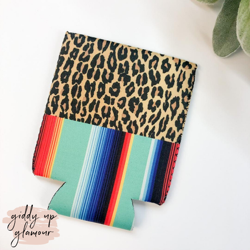 Leopard & Mint Serape Koozie - Giddy Up Glamour Boutique