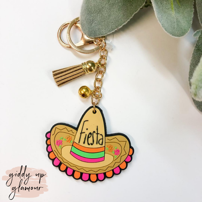 Buy 3 for $10 | Fiesta Keychain with Brown Tassel - Giddy Up Glamour Boutique