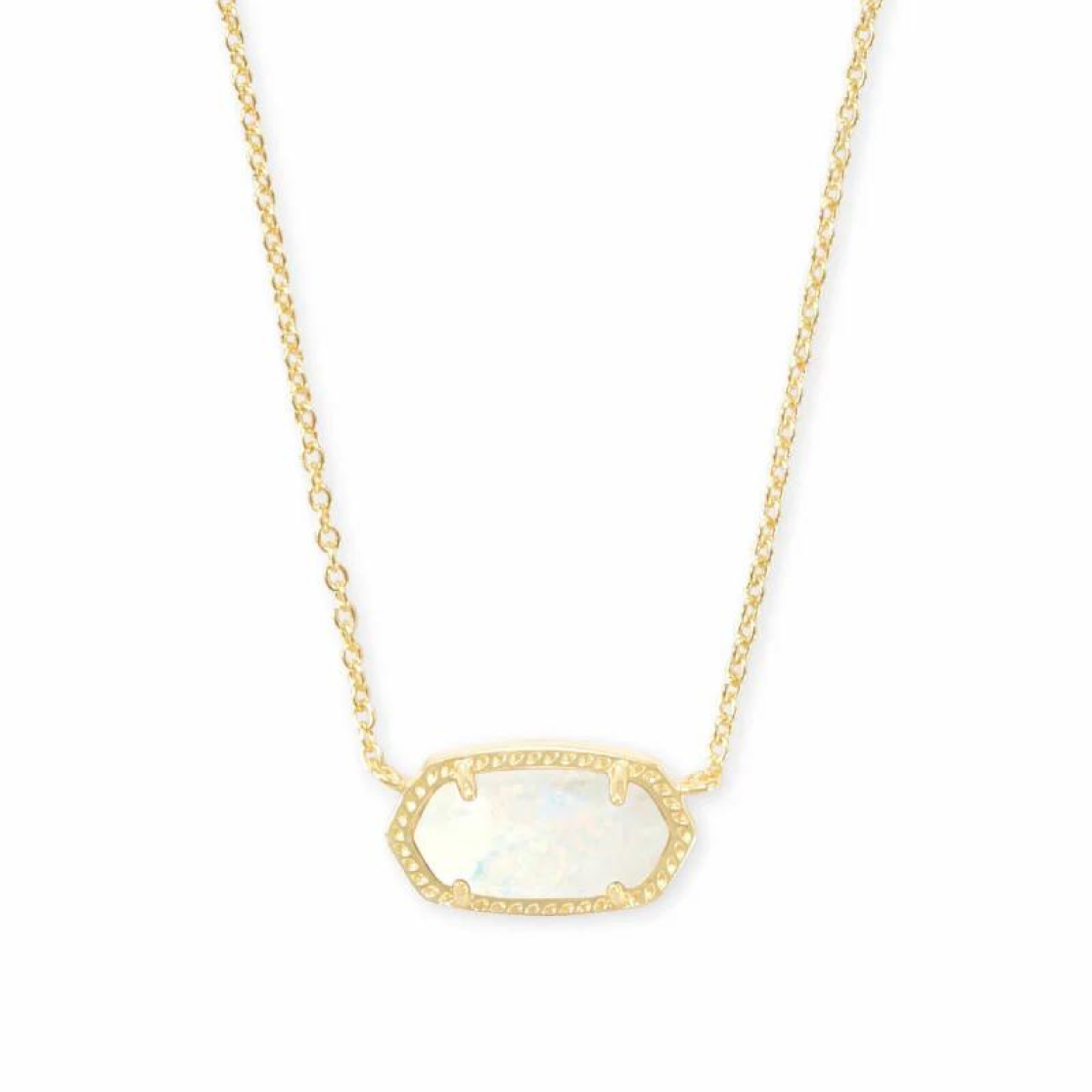 Kendra Scott | Elisa Gold Pendant Necklace in White Kyocera Opal - Giddy Up Glamour Boutique