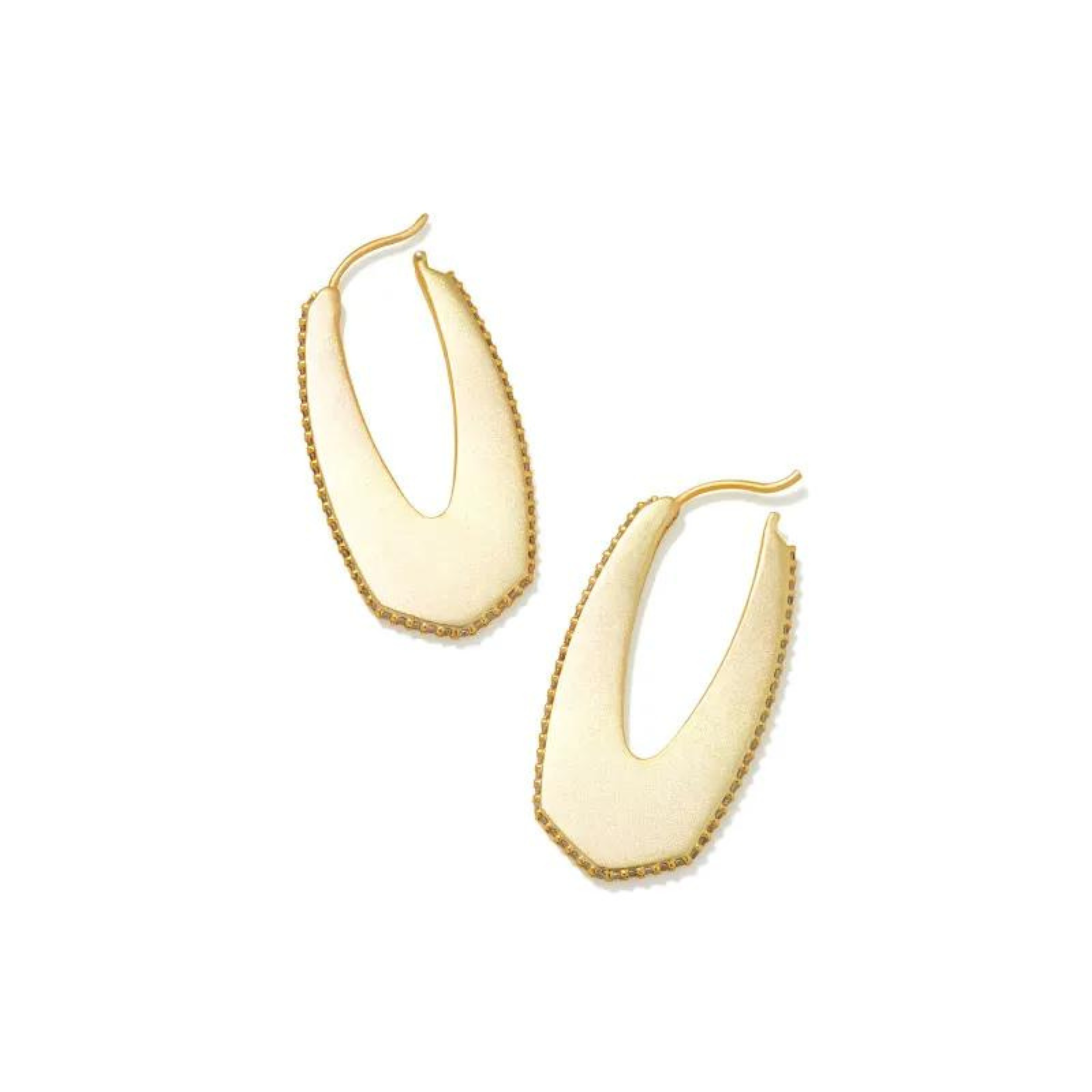 Gold hoop earrings, pictured on a white background.