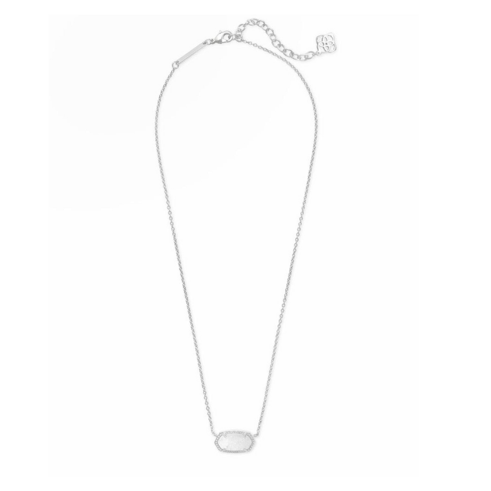 Kendra Scott | Elisa Silver Pendant Necklace in White Kyocera Opal - Giddy Up Glamour Boutique