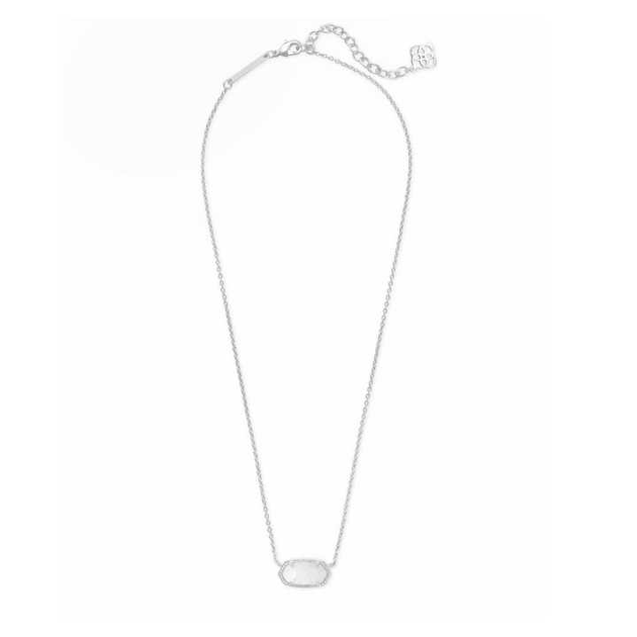 Kendra Scott | Elisa Silver Pendant Necklace in White Kyocera Opal - Giddy Up Glamour Boutique