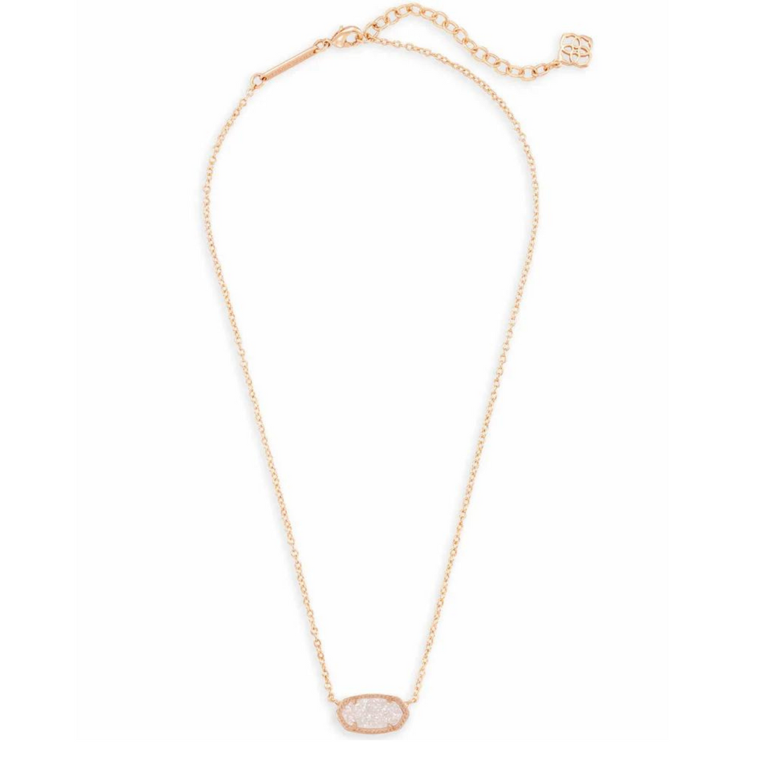 Kendra Scott | Elisa Rose Gold Pendant Necklace in Iridescent Drusy - Giddy Up Glamour Boutique