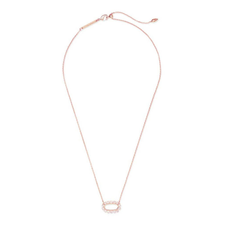 Elisa Open Frame Crystal Pendant Necklace in Gold